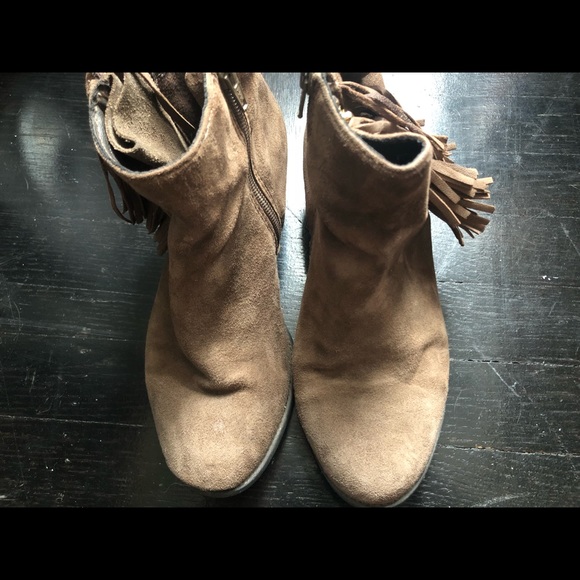 Suede Brown Leather Fringe Cowboy Booties (sz 6.5) - Picture 3 of 5